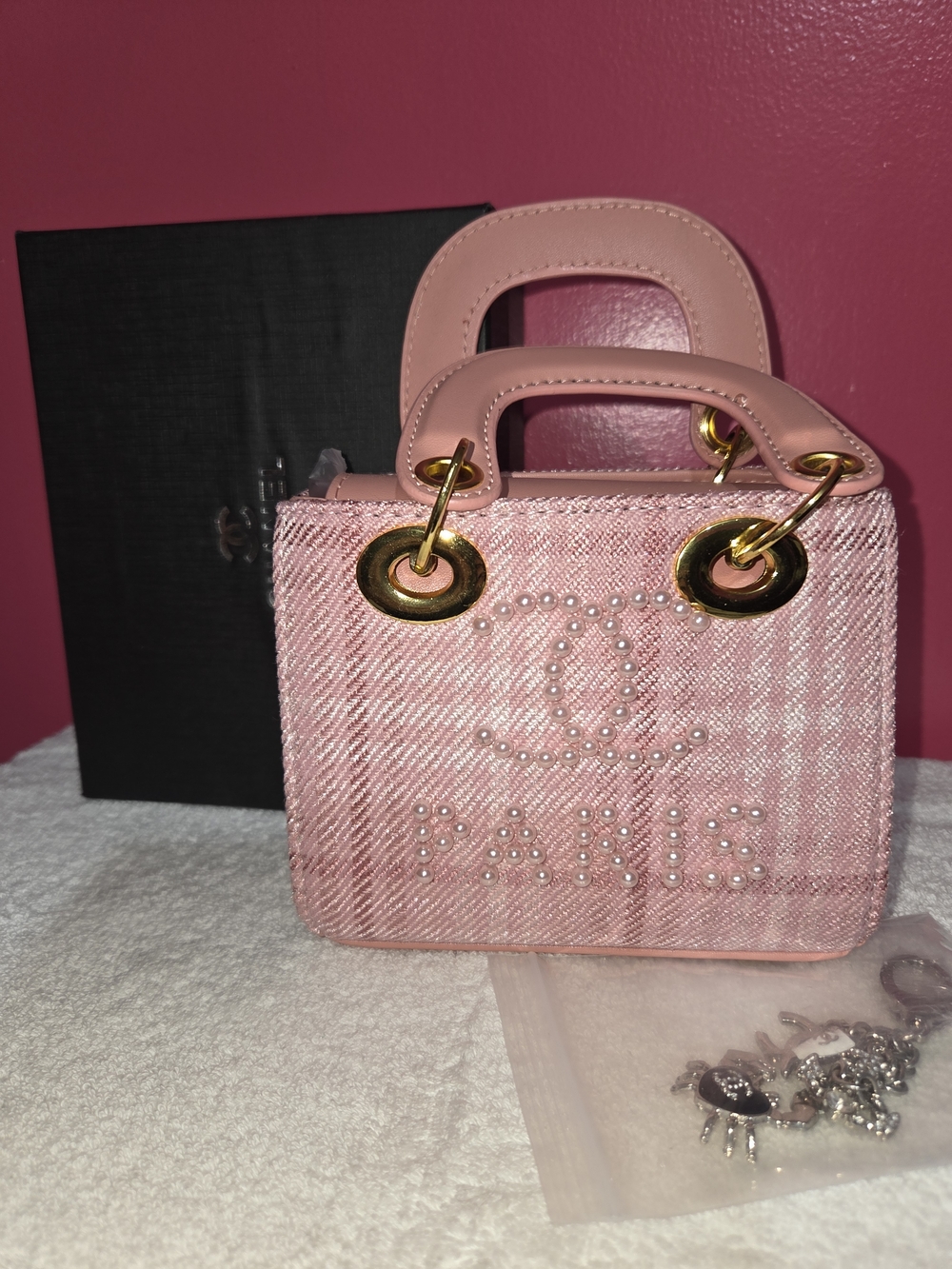 Pink Women's Top-Handle Bag &crossbody  with Gold Hardware New With Box Twilly